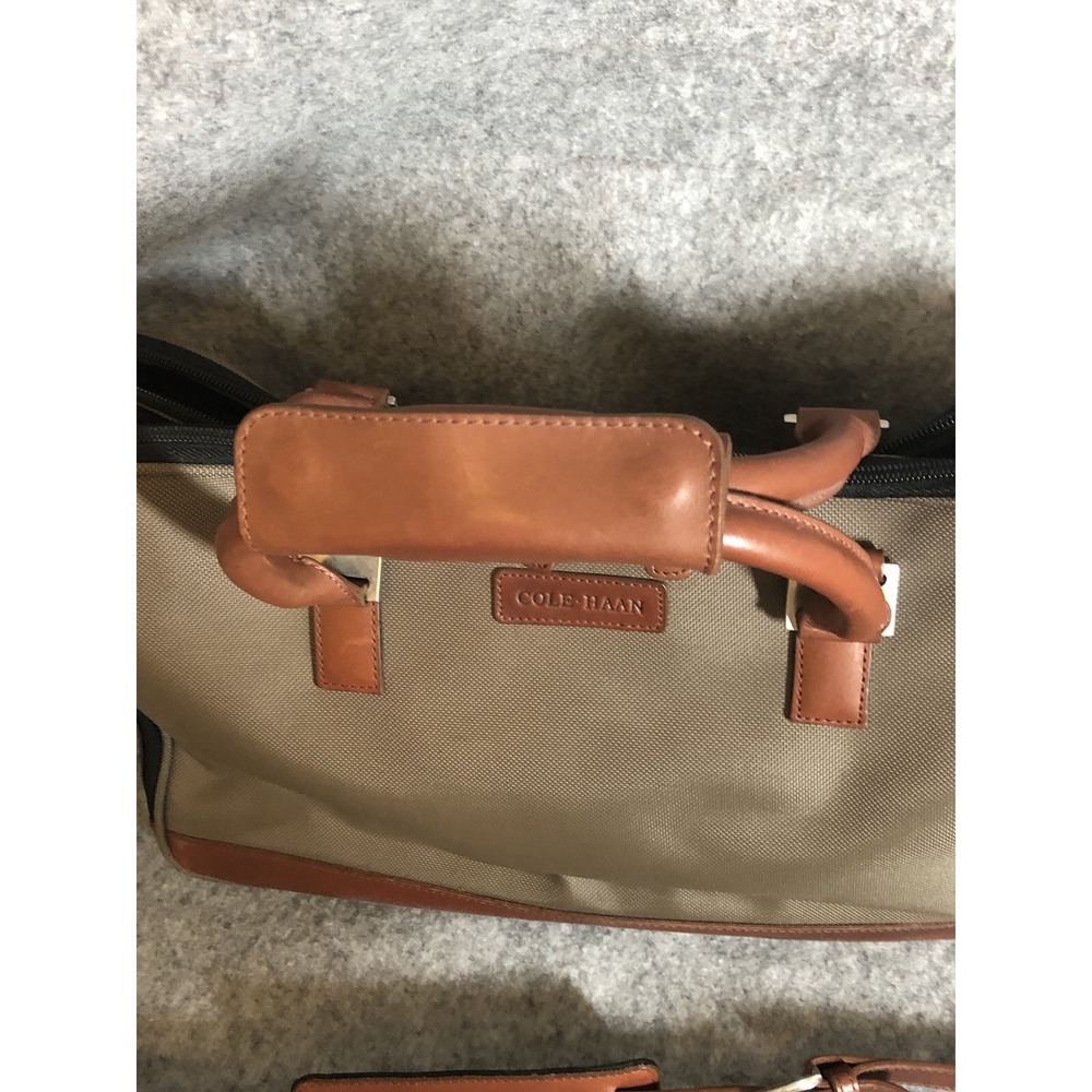 Cole Haan Case Mens Canvas Leather Weekender Travel Bag Briefcase New no Tags - Picture 7 of 14